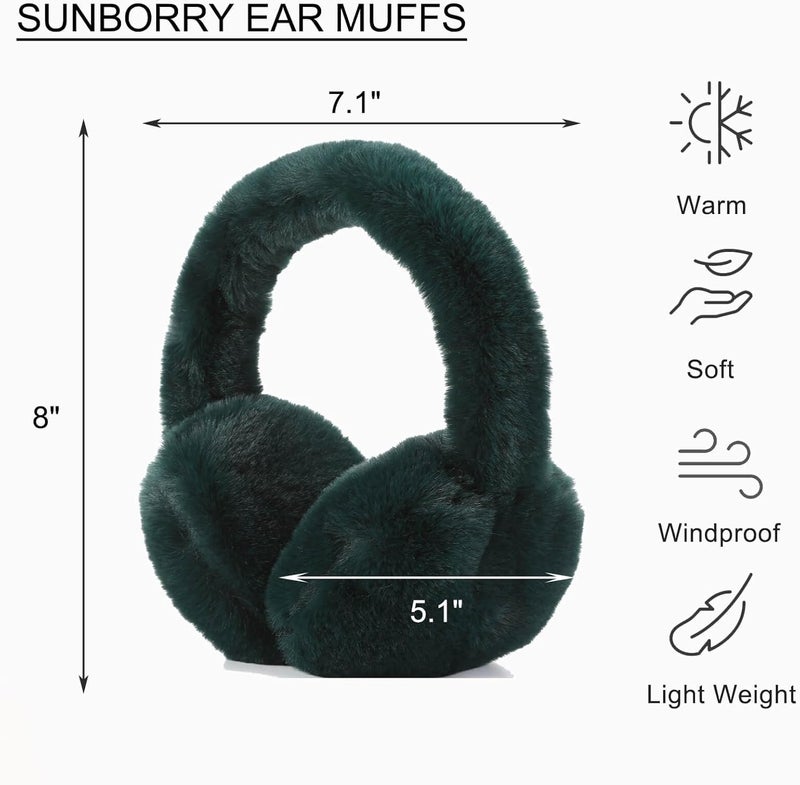 SUNBORRY Store Foldable Ear Muffs for Women, Faux Fur Adjustable Earmuffs for Winter - Image 2